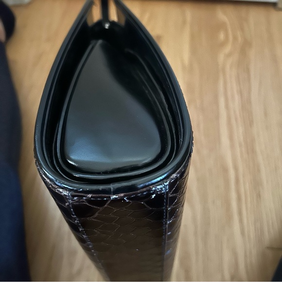 Brown Ombré Double Handle Croc Patent Handbag - Picture 4 of 10